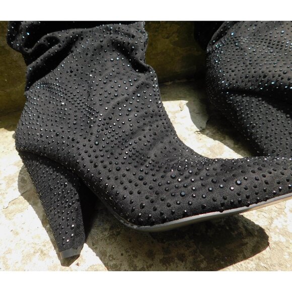 Black Crystal Slouchy Boots Size 8.5 - Picture 3 of 7